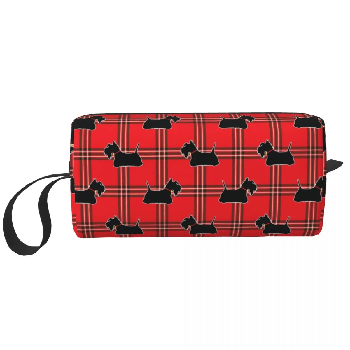 Custom Scottie Dogs Toiletry Bag Scottish Terrier Dog Tartan Skye Cosmetic Makeup Organizer Ladies Beauty Storage Dopp Kit Case