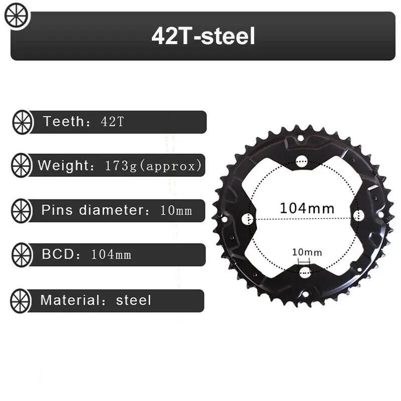 104/64BCDギア24/26/32/38/42t mtb自転車チェーンリングダブル