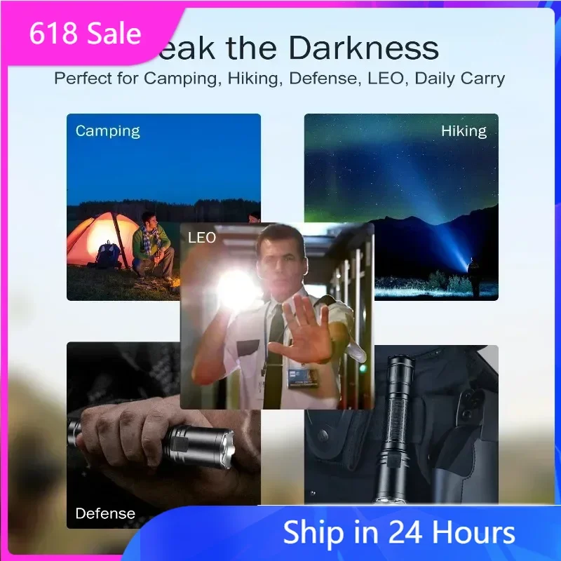

Klarus XT11R Powerful Tactical Flashlight LUMINUS SST-40 1300lm 18650 Rechargeable Torch Light with 18650 Battery for Camping