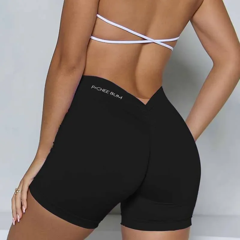 

Women Bum Sexy Black Low V-Back Scrunch Butt Biker Shorts Push Up Tights Woman Lycra Gym Leggings Sport Women Fitness shorts