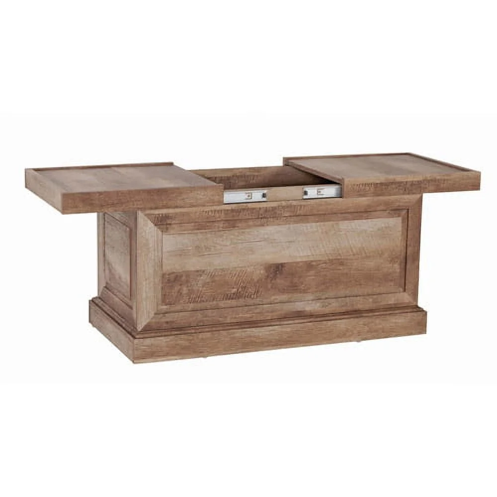 Stylish Crossmill Coffee Table with Concealed Storage Weathered Finish Indoor Use Rectangle Design Home Office