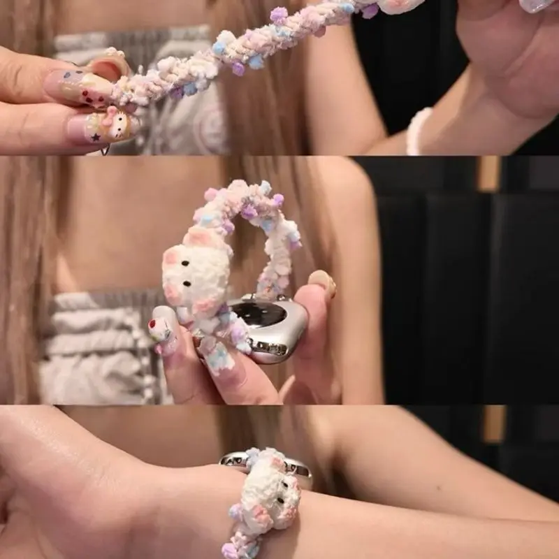 

Cute litter bear wrist strap metal compatible iWatch strap 38mm 40mm 41mm 42mm 44mm 45mm 49mm fashionable strap