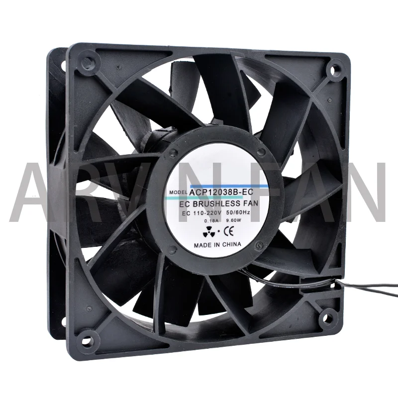 CE Brushless ventilador de refrigeração, rolamento de esferas, 2 fios, AC 110V, 120V, 220V, 240V, 60mm, 70mm, 80mm, 92mm, 120mm, 140mm Tamanho Opcional