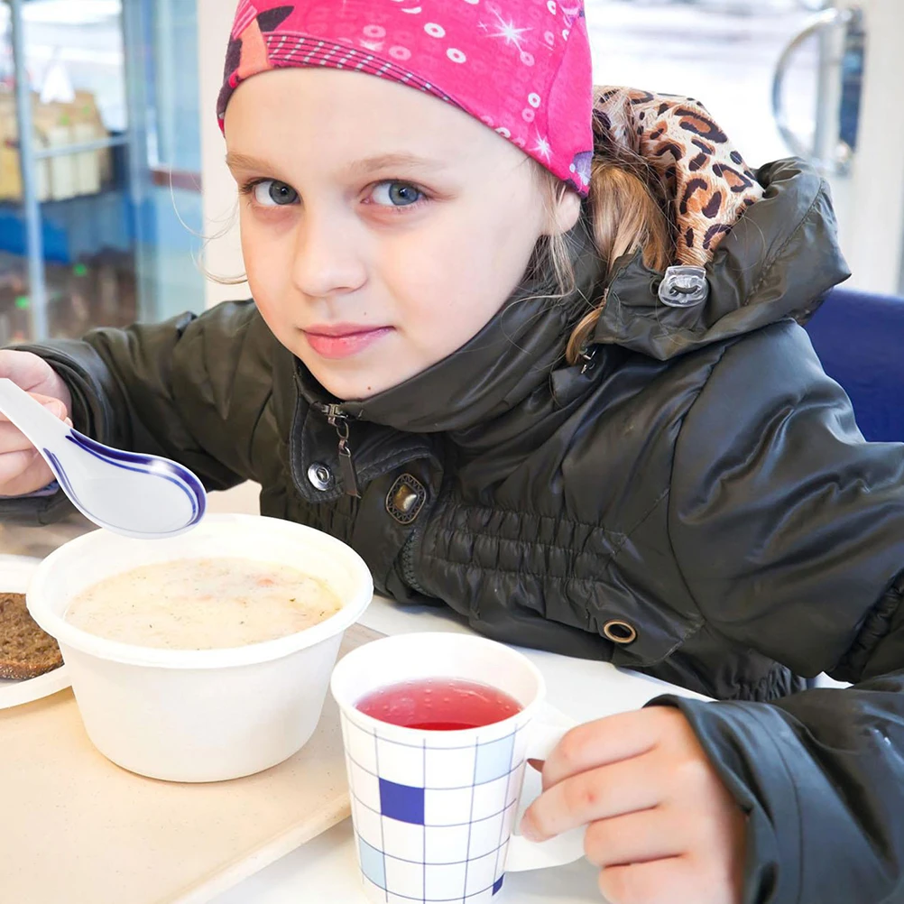 

4 Pcs Practical Spoons Soup Asian Porcelain Party Japanese Dinner Chinese Style Rice Eating