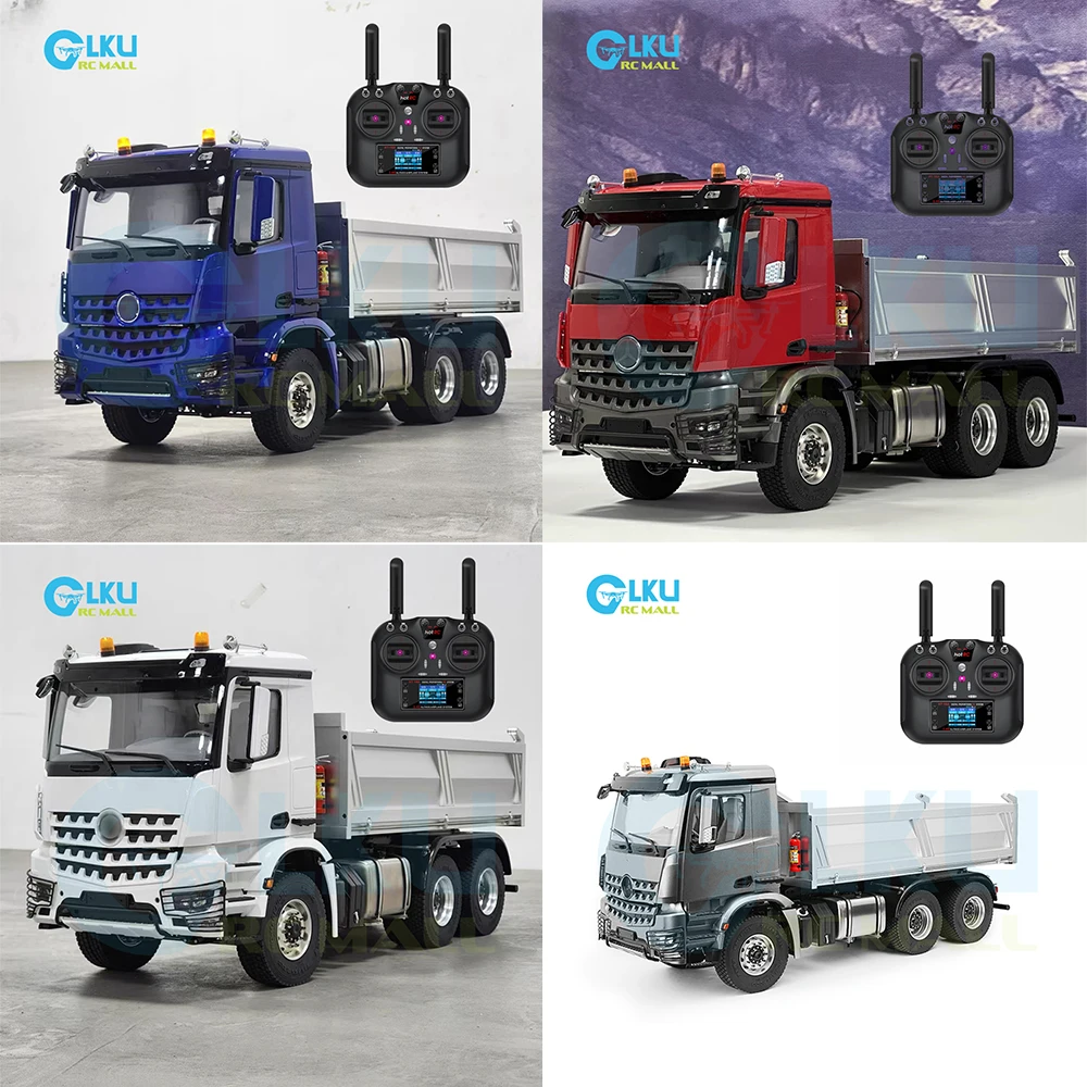 MD 1/14 3363 Truck 6x6 Mud Truck Hydraulic Dump Truck Simulation Model Sound Light