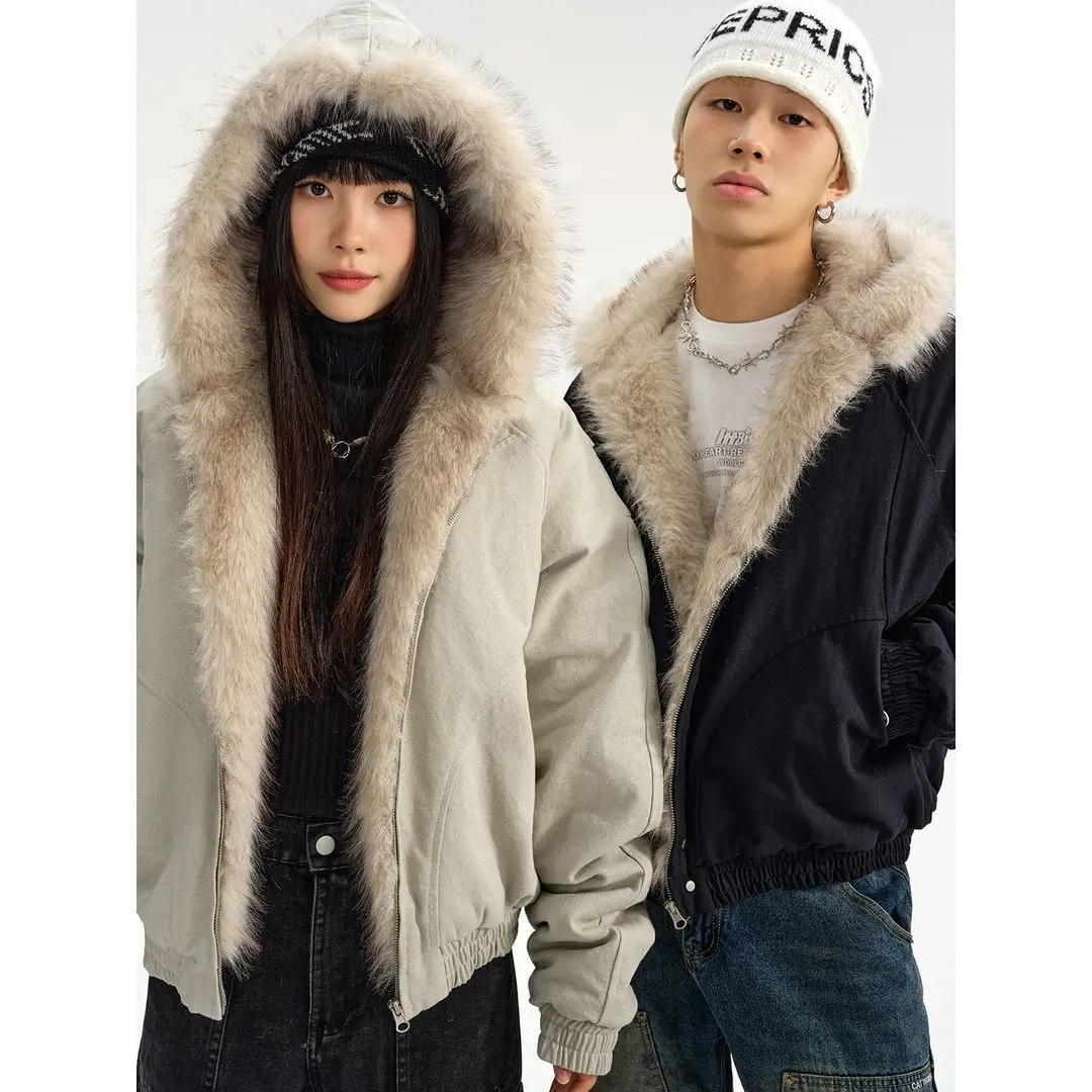 Men's Winter Cotton Jacket with Eagle Collar, Patchwork Design, Thickened & Waterproof, Perfect for Cold Weather