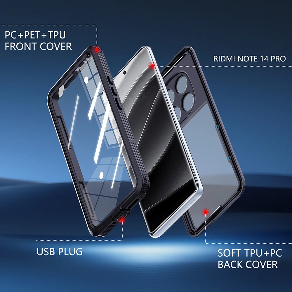 

Оригинальный водонепроницаемый чехол SHELLBOX 2 м для Xiaomi Redmi Note 14 Pro 5G, защитные чехлы для плавания и подводной воды, противоударный чехол Funda Coque