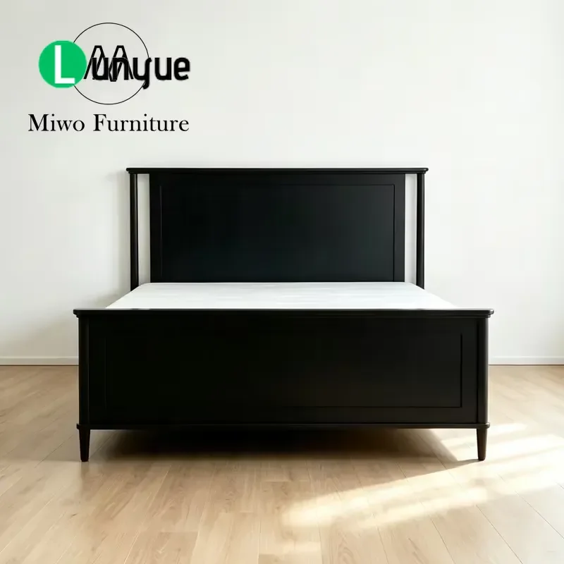 New Chinese Modern Solid Wood Double Bed Natural Walnut Frame Storage Platform King Size Bedroom Furniture Minimalist Design