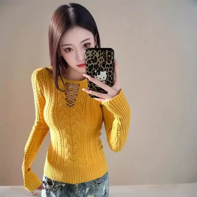 Swetry Bluzy Pulowery Damskie Golfy Rayon Falbana Dół Dopasowane Eleganckie Na Randkę Wieczorową Do Restauracji Kobiece Wygodne