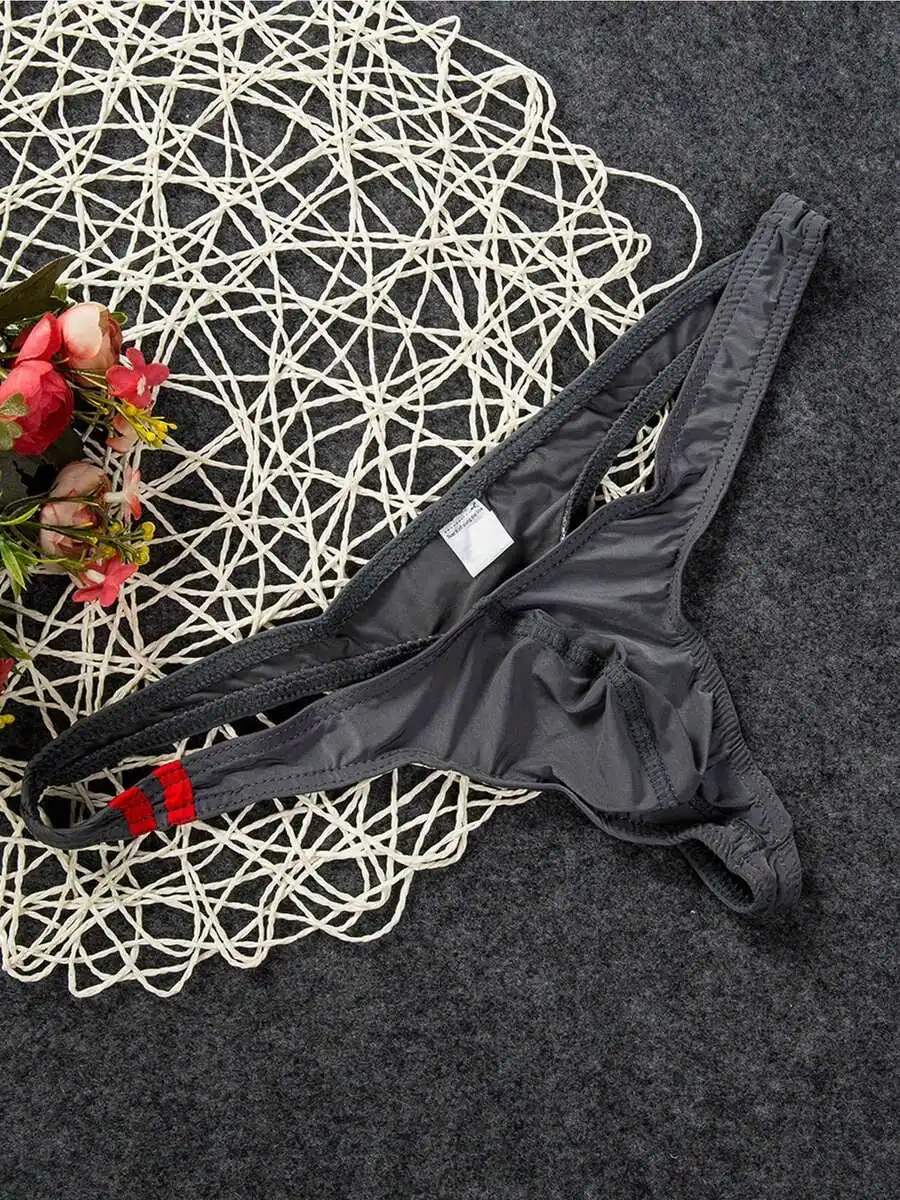

Ice Silk Mens Thong G-String Underwear Elastic Briefs M-2XL