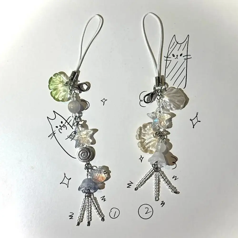 

Cute Girl Phone Charm Strap Summer Ocean Style Key Strap Lanyard Durable Resin Keychain Keycord Woman Bag Decoration
