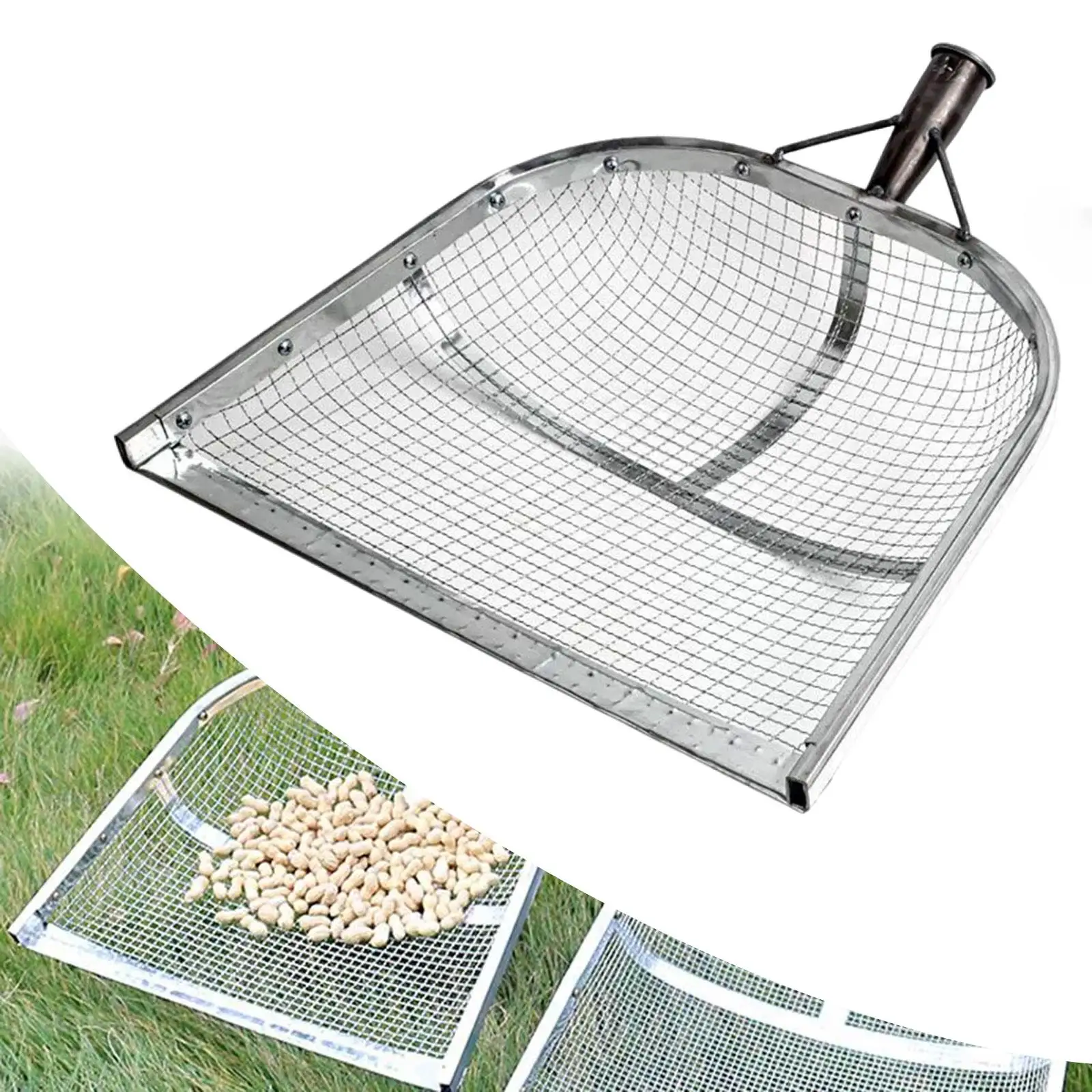 Garden Sieve Soil Shovel Agricultural Filter Tool Yard Soil Sifter Patio Portable for Farming Bonsai Filtration Kernels Walnuts