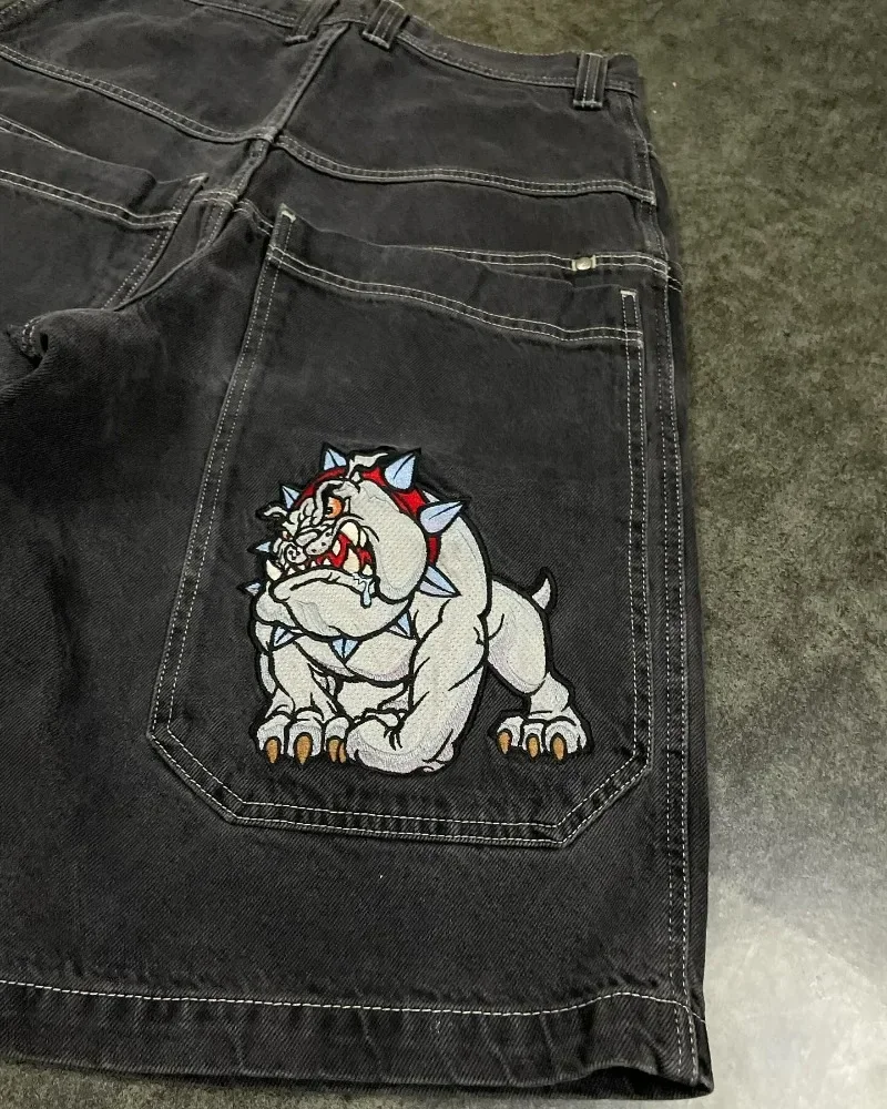 JNCO baggy Denim Shorts Harajuku Y2K jeans Hip Hop vintage pattern Summer New Men Women Gothic Men Basketball Shorts Streetwear