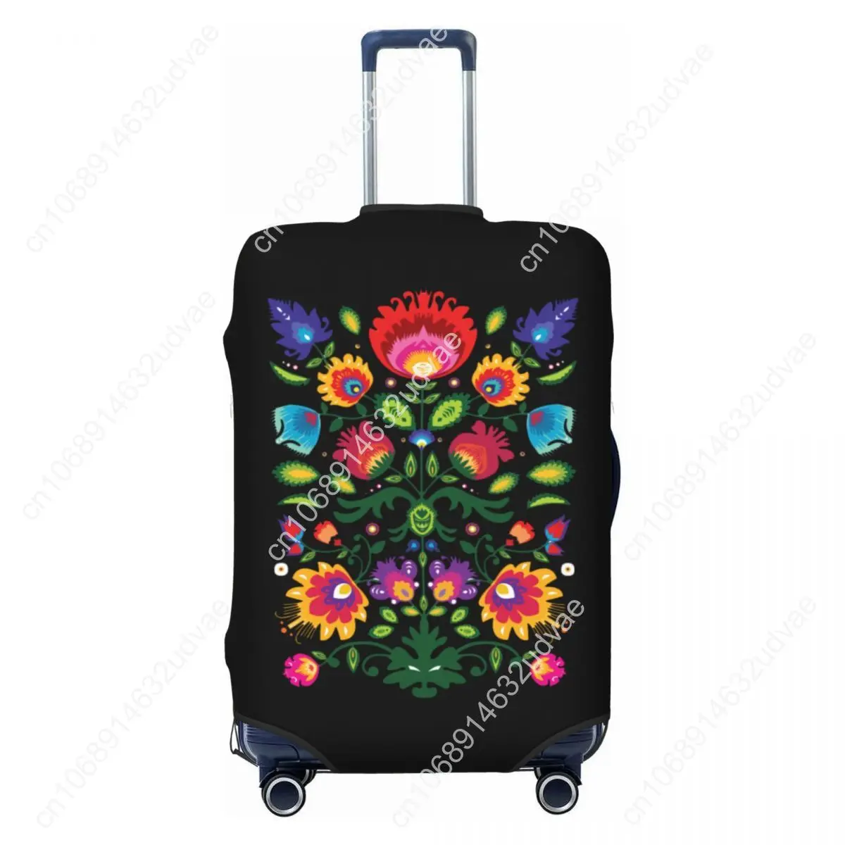 

Custom Polish Folk Floral Luggage Cover Protector Elastic Poland Flowers Art Travel Suitcase Covers