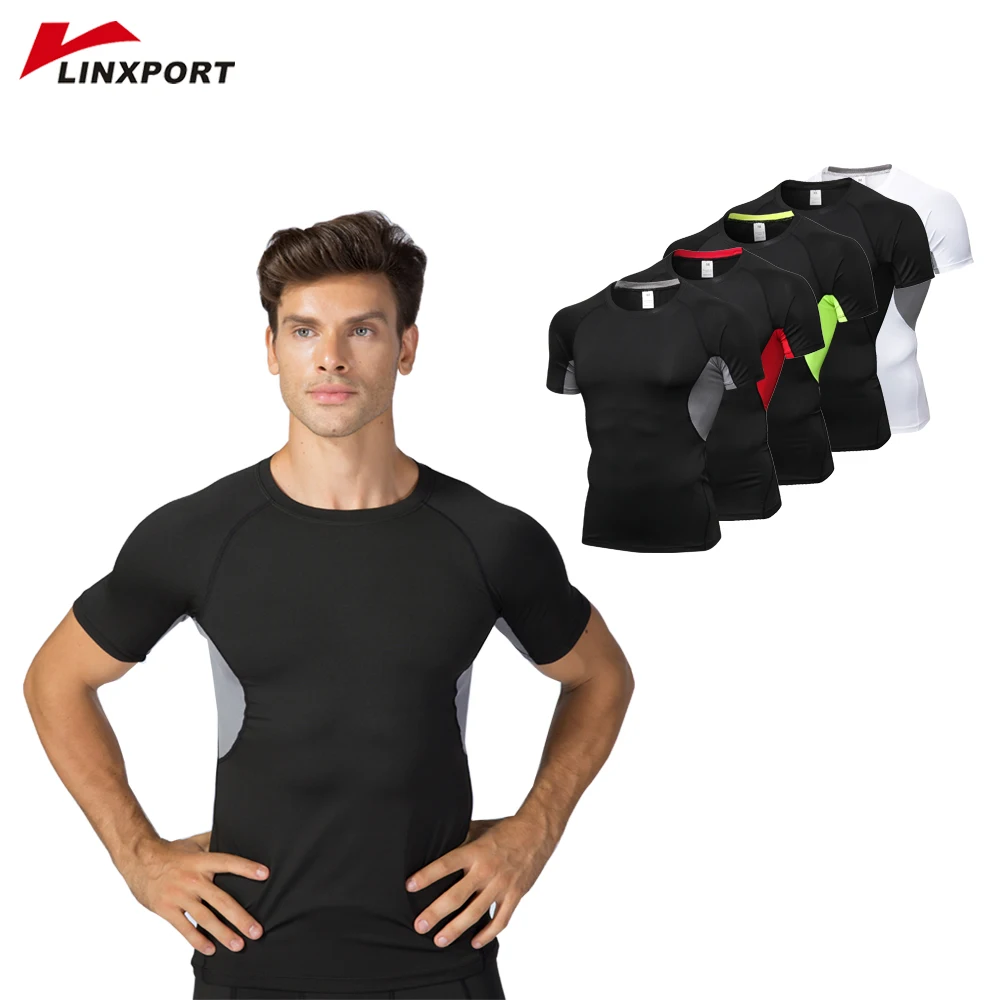 Male Running Short Shirts Quick Dry Tracksuit Muscle Training Tshirt Breathable Gym Clothing Compression Jacket Men Fitness Tops