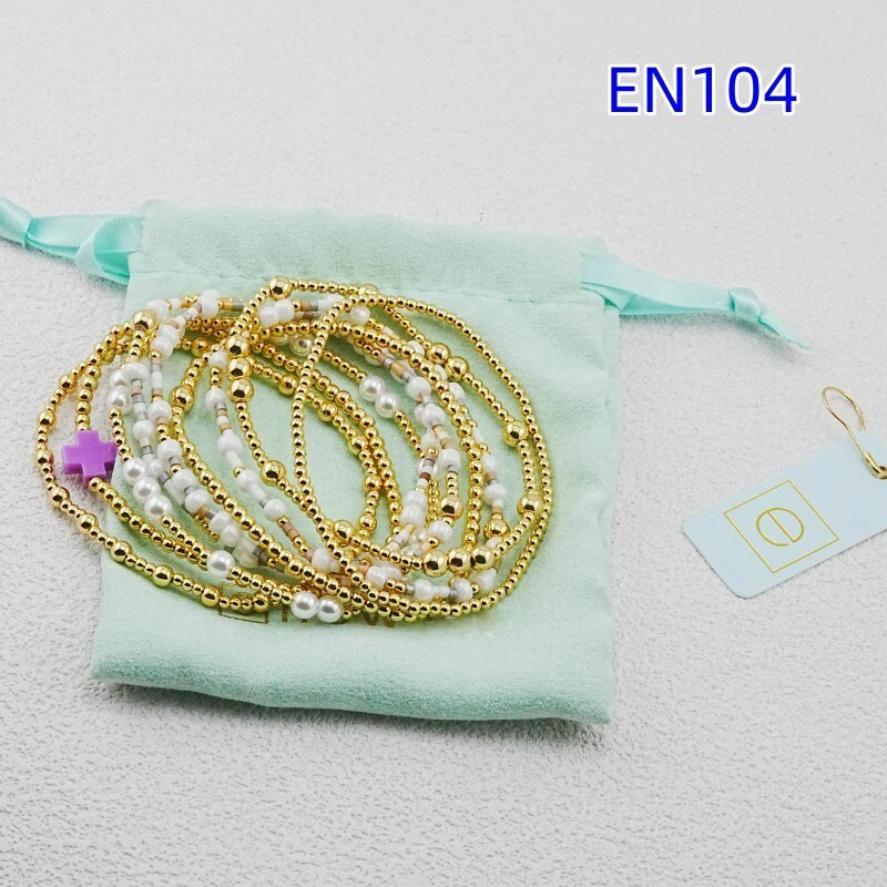 

VKVVA Fashion Jewelry Gold-plated Purple Cross Beaded Bracelet set for 9pcs Women Birthday Gifts