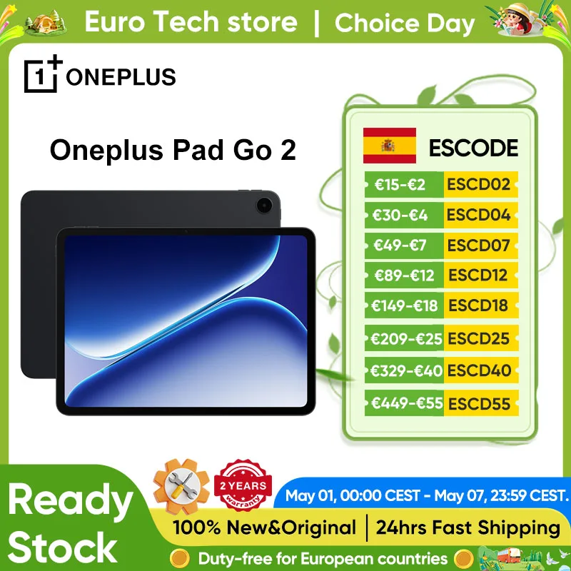 Versión Global Oneplus Pad Go 2 Tablet 10050mAh 5G 12.1 pulgadas 2.8k 120Hz Pantalla Dolby Atmos OxygenOS 16 Wi-Fi 6 Bluetooth 5.4