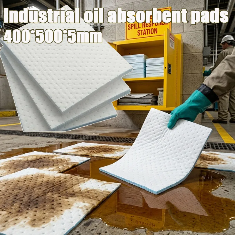 1-10PCS Oil Spill Absorbent Pads Can Be Wrung Out & Incinerated for Oil Refinery Marine Spill Management