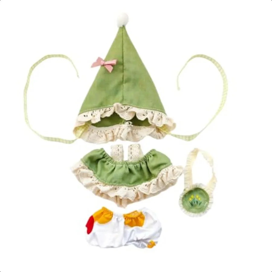 Doll Clothes Outfits 4Pieces 17cm Doll Clothes Set Accories Clothing Decoration Elf Costume Set+ Green Hat+ Dr+ Colorful Pants
