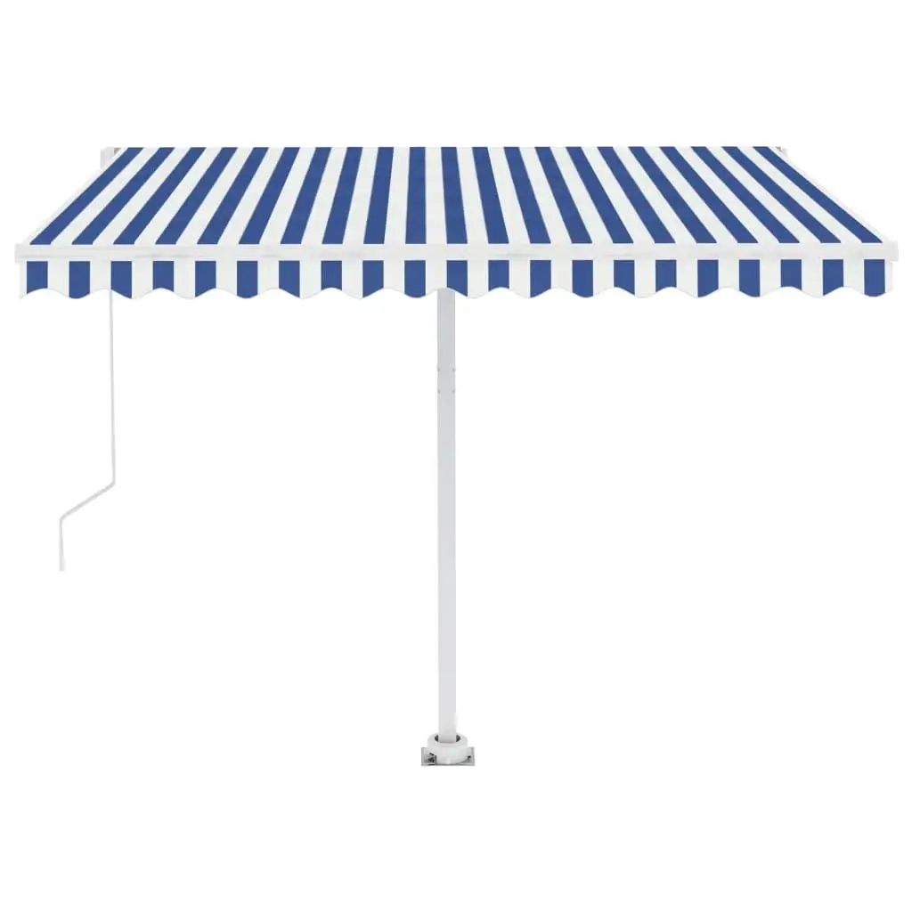Tenda retrattile manuale 300x250 cm Striscia LED azzurra e bianca