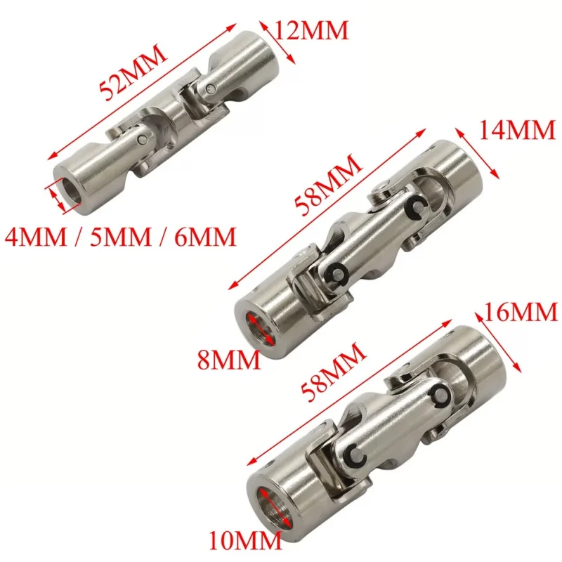 4/5/6/8/10mm Boat Car Shaft Coupler Three-section Universal Joint Coupling Motor Connector with M3/M4 Screw Metal Cardan Joint