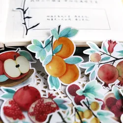 Autocollants de branches complètes de fruits de dessin animé, compte à main mignon, bricolage, album photo, matériel décoratif translucide, nourriture, ins, 17 pièces