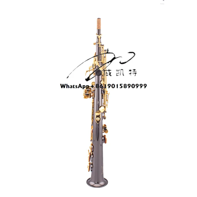 

Black Nickel Woodwind Instrument Musical Soprano Sax with Gold Lacquer Key From China