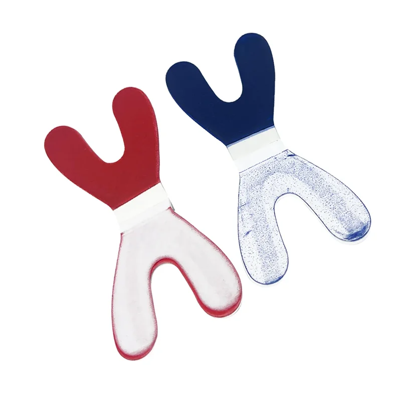 

120pcs/box Dental Y-shaped Full Bite Paper Hydrophilic Bite Paper Red Blue Horseshoe Shaped Bite Paper Dentistry Materials Tools
