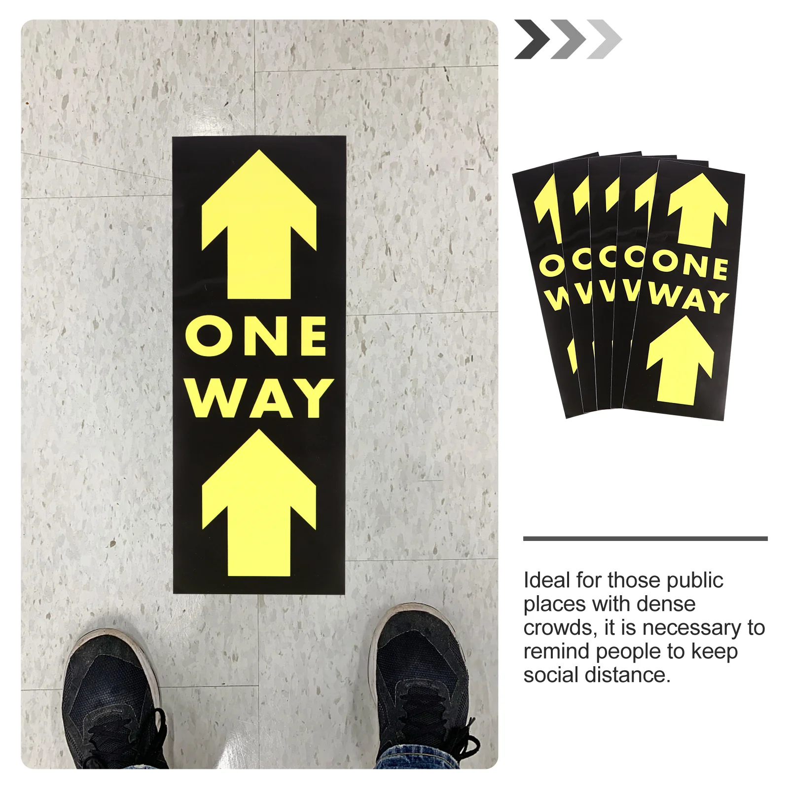 

5pcs AntiEpidemic Arrow Stickers PVC Social Distance Signs OneWay Decals Directional Arrows Public Safety Markers Bright