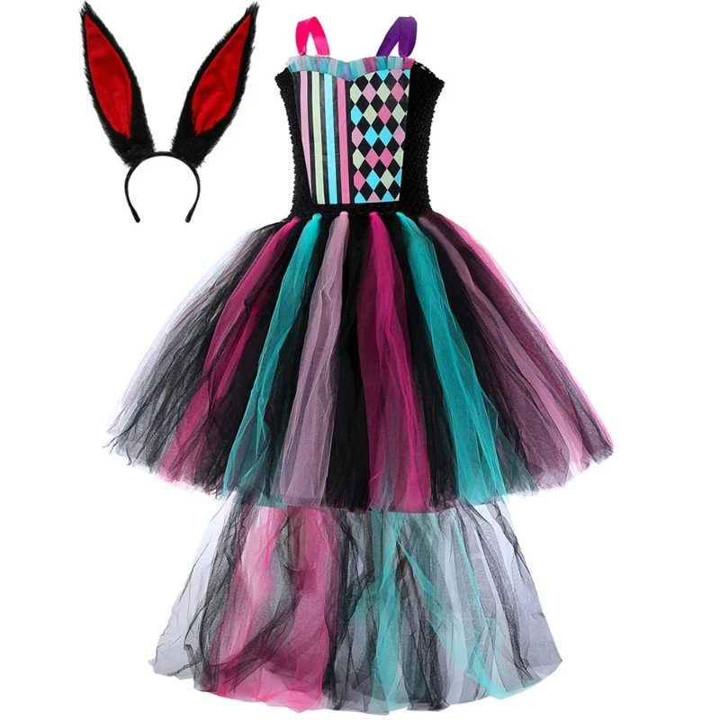Girls' Forest Fairy Tale Themed High-Low Hem Dress,Christmas Carnival Tutu Skirt Set,Vintage Style Stage Performance Dress