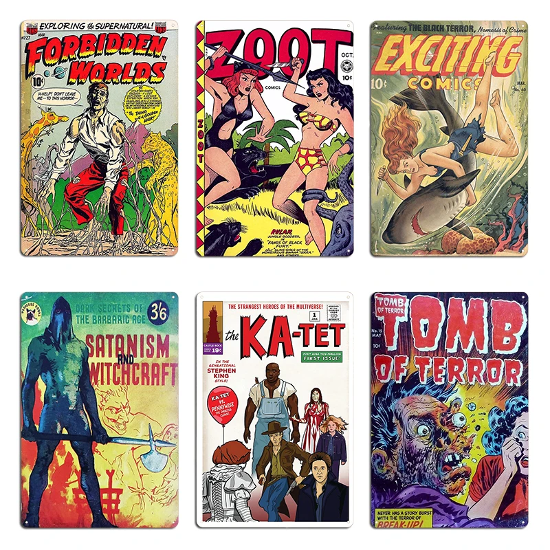 Satanism and Witchcraft Tomb of Terror No.15 The Ka-Tet comic book cover Exciting Comics 060 Metal Wall Cave Tin Sign Poster