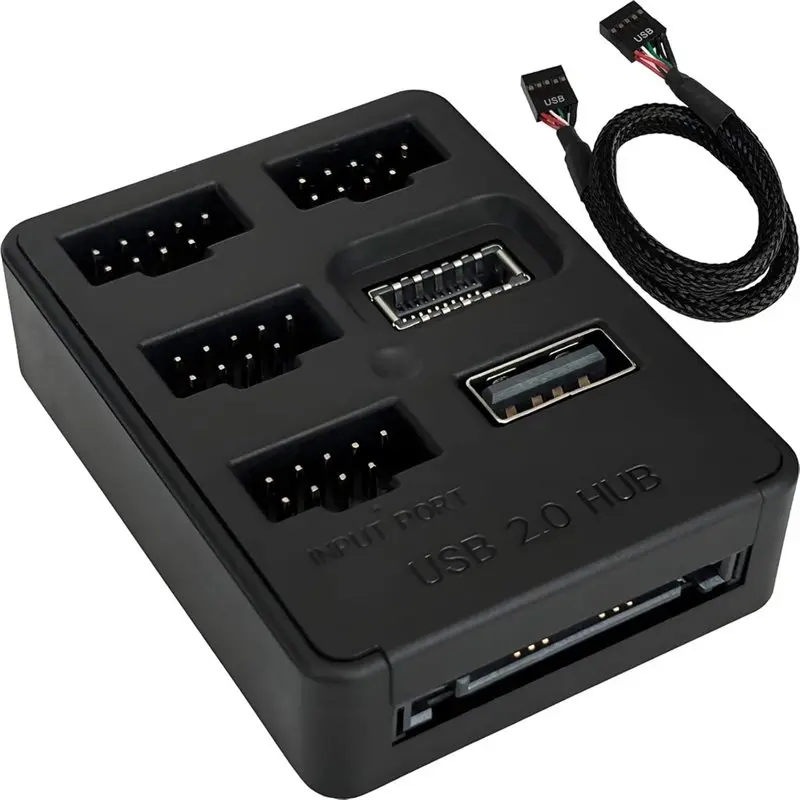 NEWA25P Multi Port Internal USB Hub - 5 Internal USB 2.0 Ports - Motherboard USB Splitter 9Pin USB 2.0 Header Splitter