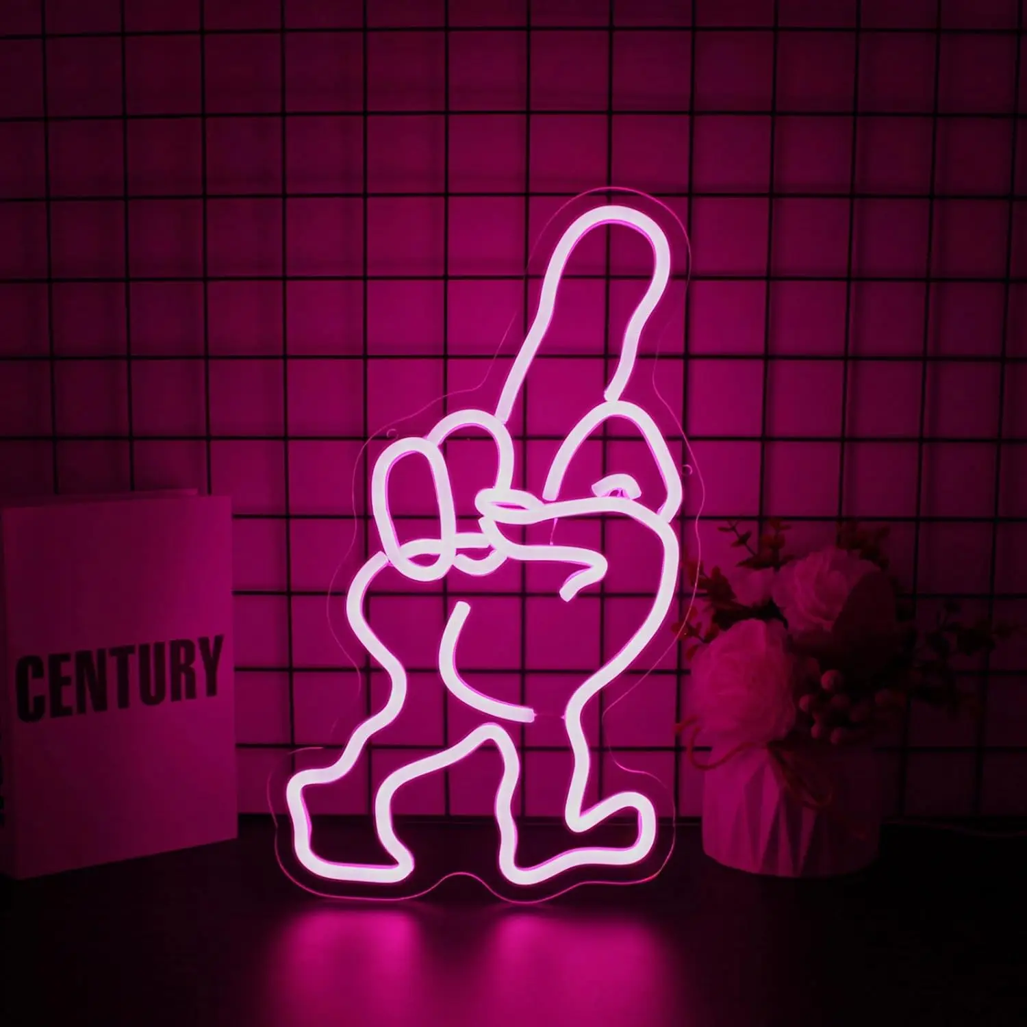 

Неоновая вывеска в форме пальца для декора стен 5/12 В USB Power Pink с регулируемым переключателем для спальни, гостиной, декора игровой комнаты