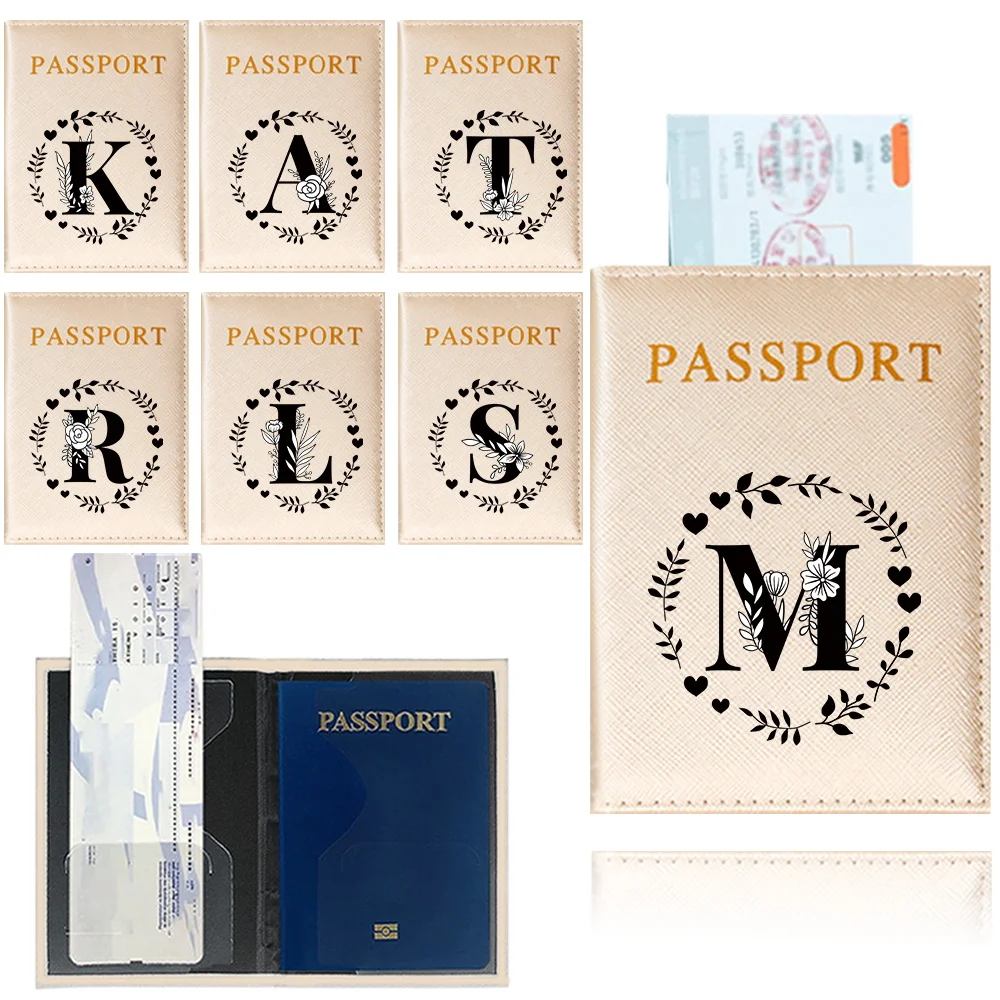 Travel Document Bag Passport Protective Case Simple Garland Letter Series Couple Protective Holder PU Travel Passport Cover