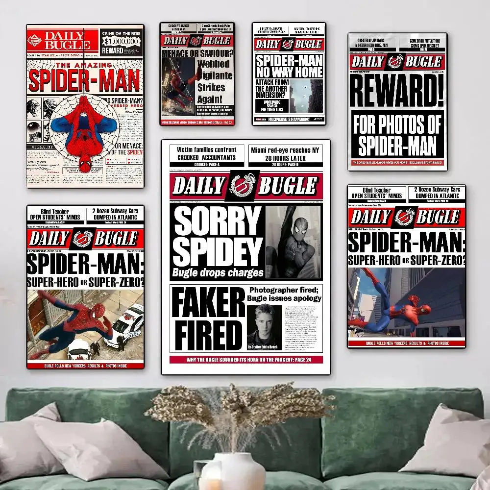 Póster de superhéroe Spiderman Daily Bugle, arte de pared, decoración del hogar, decoración de la habitación, pintura Digital, arte para sala de estar, restaurante, cocina, 1 ud.