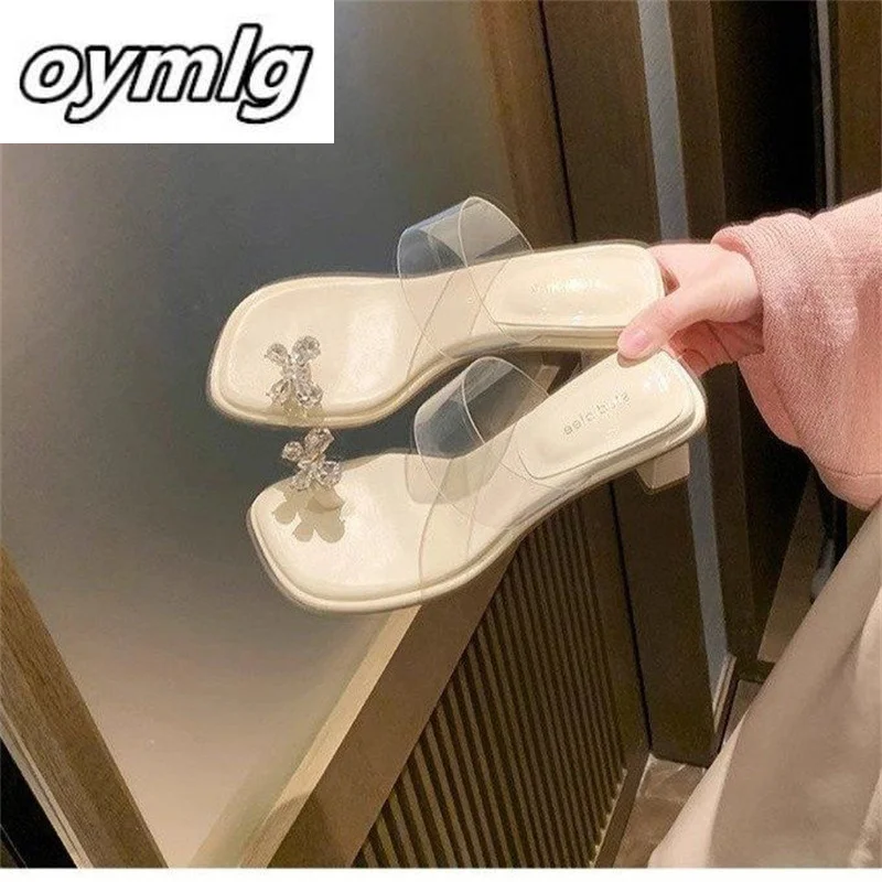 

2024 Summer New Simple and Versatile Fashion Coarse Heel Toe Sandals