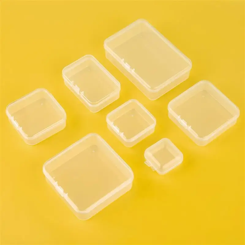 10 قطعة صندوق بلاستيكي صندوق مستطيل صندوق شفاف عبوة تعبئة صندوق تخزين الغبار الصلبة قوية مجوهرات حقيبة للتخزين الحاويات #2