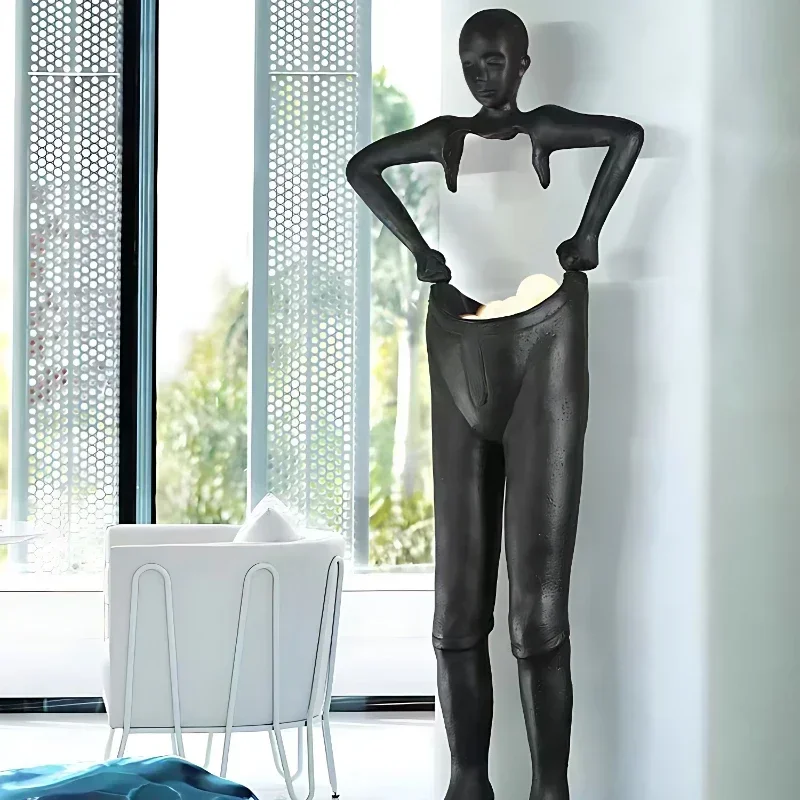 

Nordic Humanoid Sculpture Floor Lamp Long Arm Holding Ball Creative Design Exhibition Hall, Living Room Ornaments, Standing Lamp