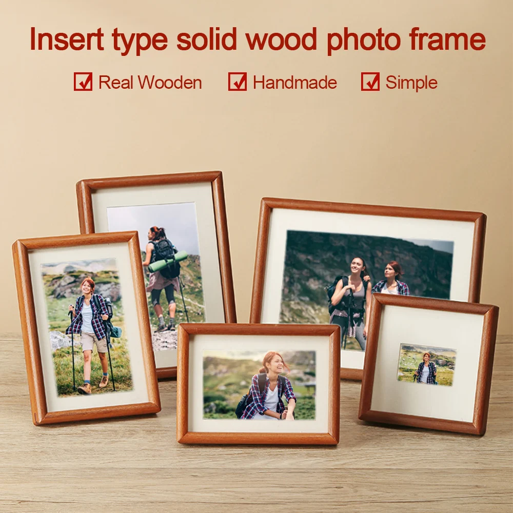 New 6/7/8 Inch Black Walnut Photo Frame Simple Handmade Mortise Tenon Photo Frame Real Wooden Picture Frame