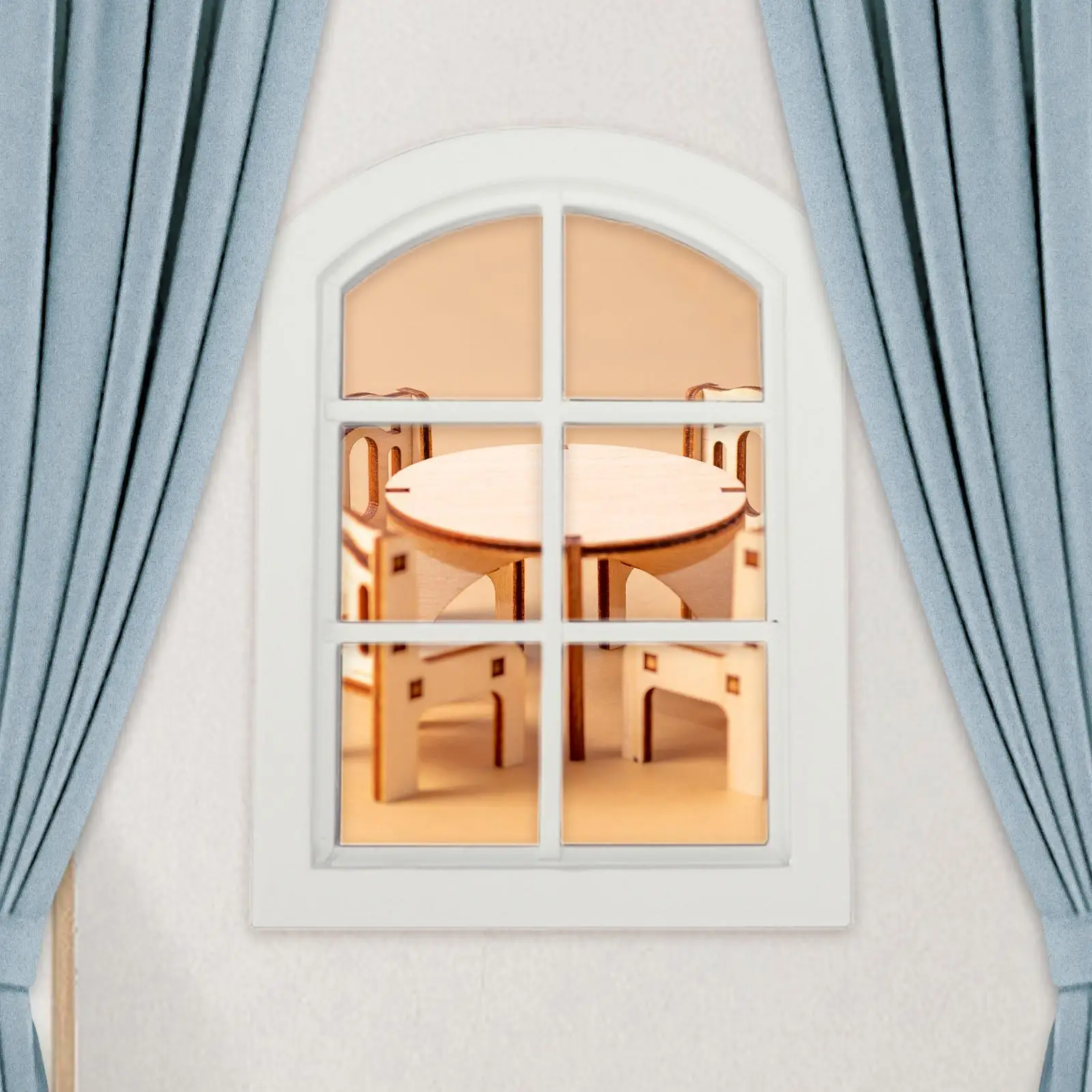 Accessori per mobili per finestre per case delle bambole in miniatura in legno WhiteArch