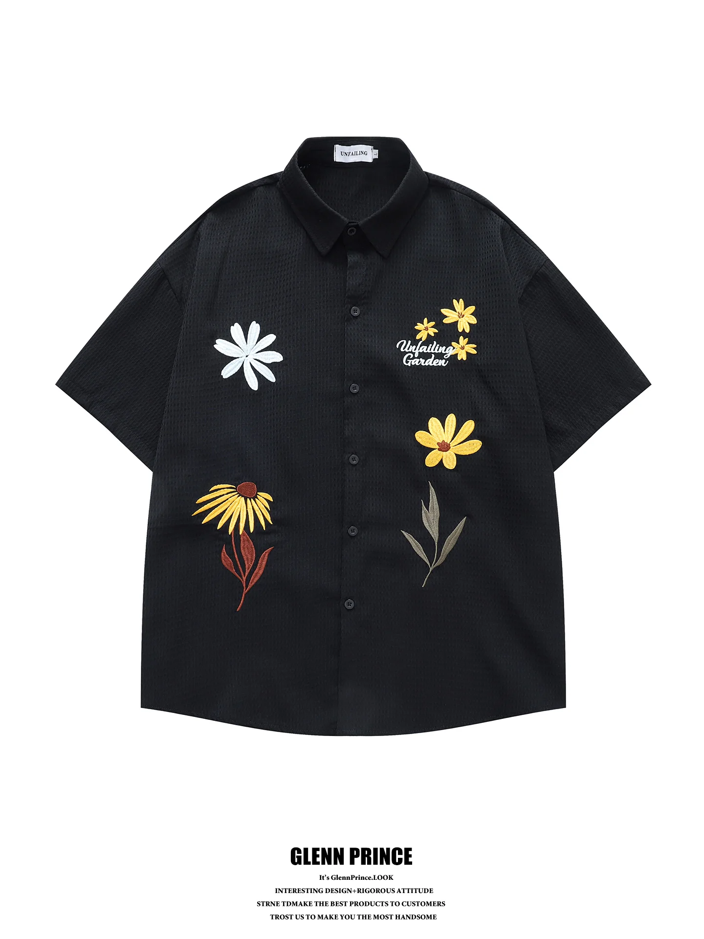 

Casual Loose Fit Men's Short Sleeve Shirt Embroidered Floral Pattern Breathable Lightweight Summer Shirt Versatile Casual Style