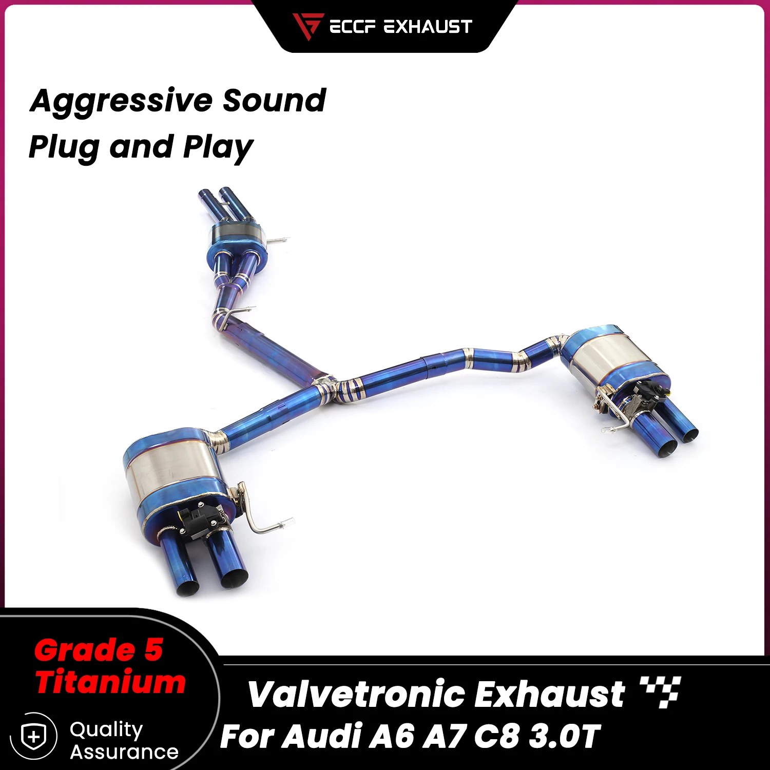 

Sporty 4K Titanium Valvetronic Exhaust Catback Exhaust for Audi A6 A7 C8 3.0T Aggressive Exhaust Sound Easy Installation