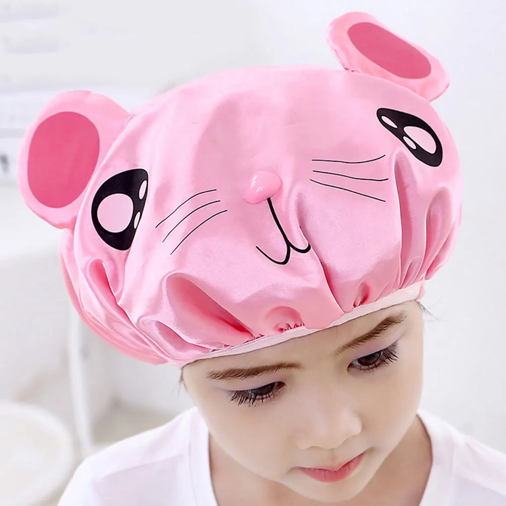 

2Pcs Kids Shower Cap Cartoon Design Elastic Bath Hat Lightweight Portable Washable Caps for Toddlers Girls Boys Bath Supplies
