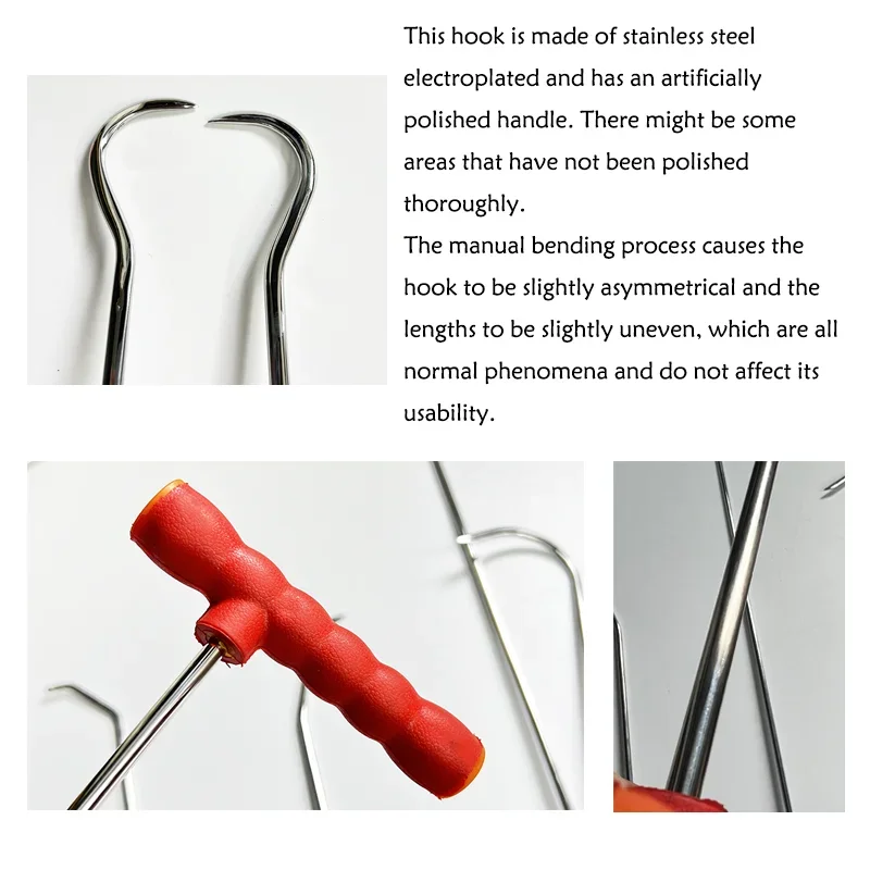 2026 16 Pieces of Stainless Steel Electroplated Shiny Dent Line Dent Repair Hooks with Soft Handles
