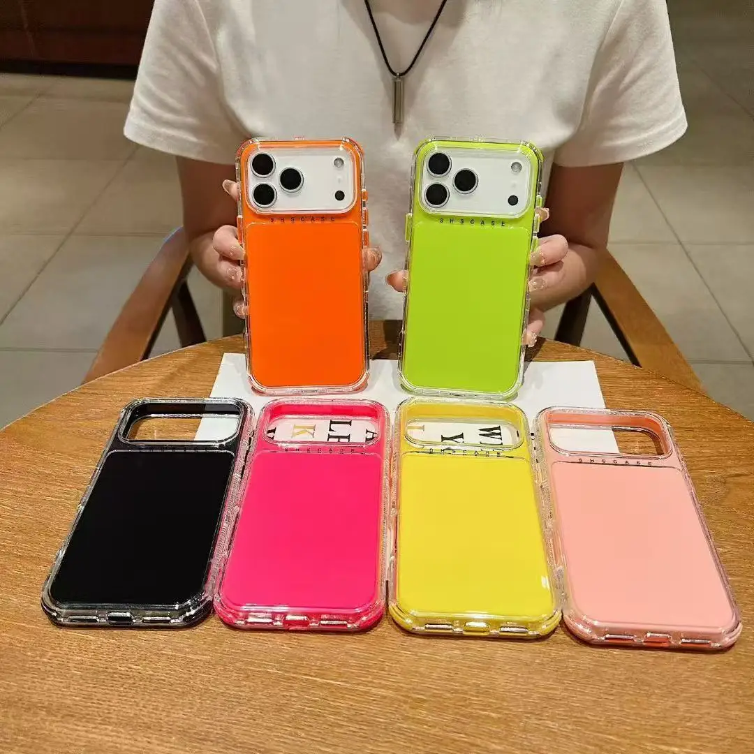 

Модный яркий флуоресцентный чехол для iPhone 17 Air 16 15 Pro 14 Plus 13 12 Mini 11 Pro 17 Pro, противоударный, прозрачный, бронированный