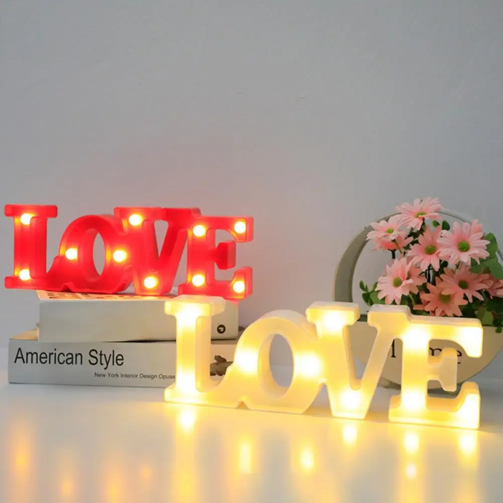 Excellent English Alphabet Light High Brightness Sweet Atmosphere Eye-catching Love Shape Letter Decorative Lamp