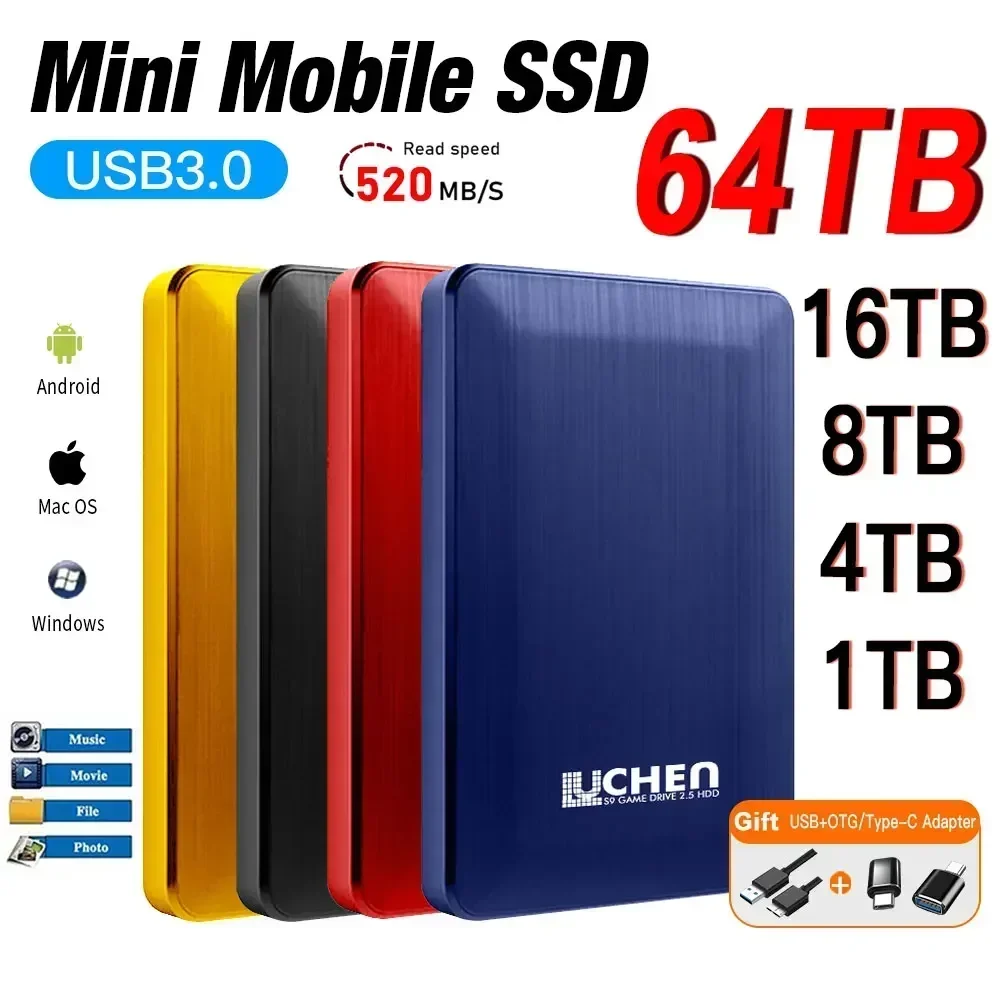 

Original High Speed Portable SSD 256TB External HDD Mobile Hard Drive USB3.1 2TB 4TB SSD Storage HD Hard Disk For Laptop PS5 PS4