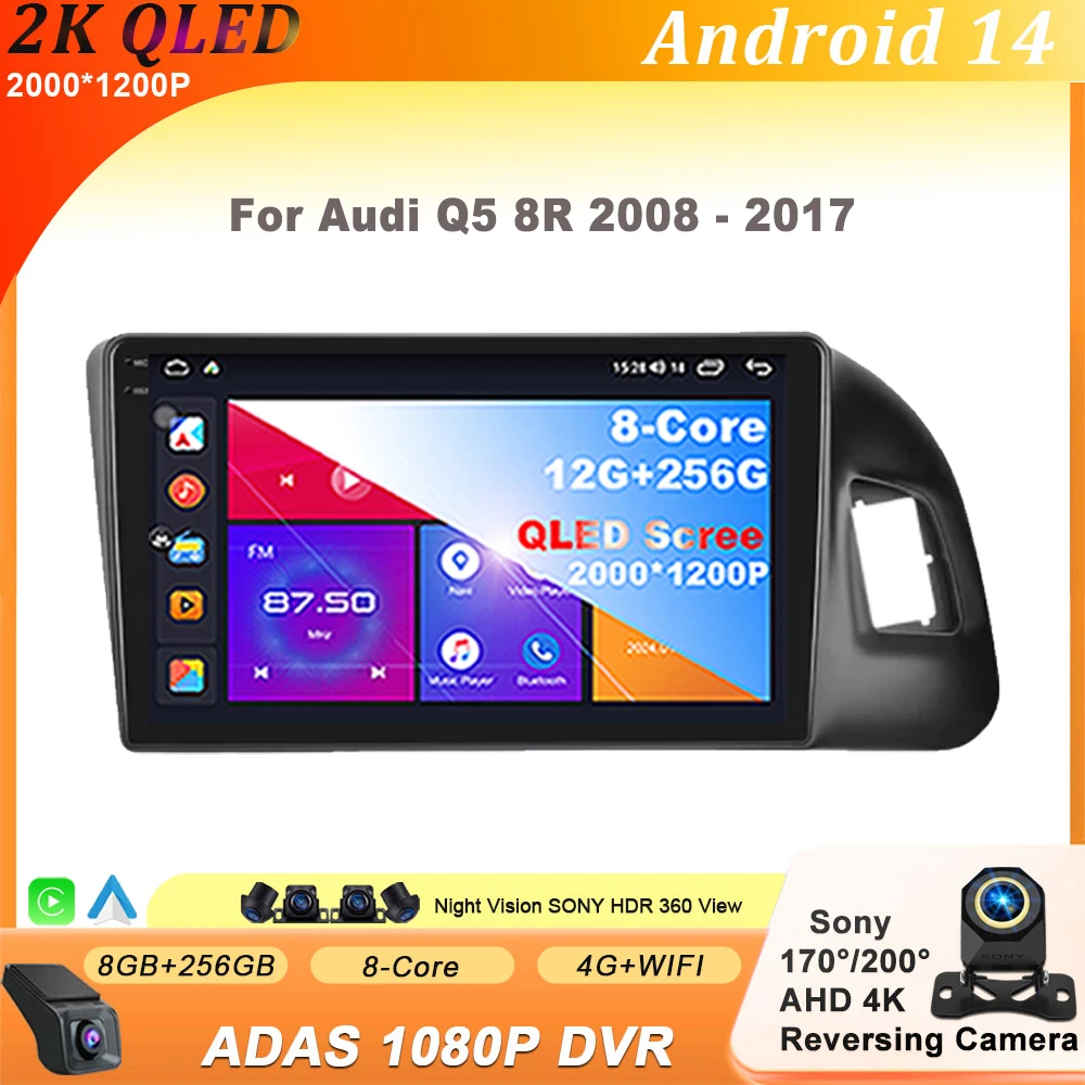 

Android 14 For Audi Q5 8R 2008 - 2017 Carplay Autoradio Car Radio Multimedia IPS QLED Navigation LET Head Unit