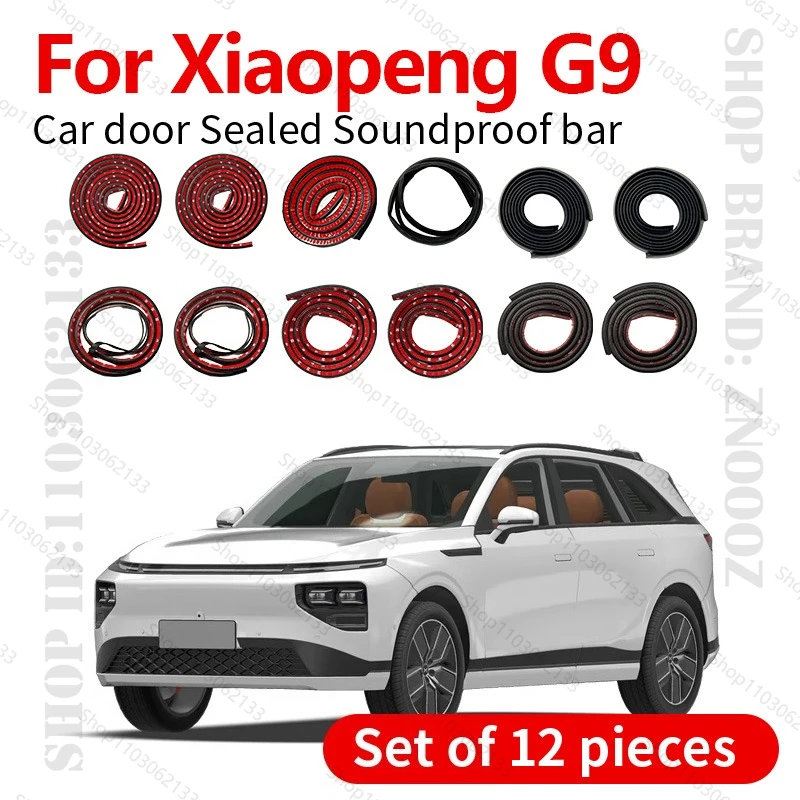

Для 2022-2025 Xiaopeng G9 уплотнительная лента для двери автомобиля, резиновая двухслойная уплотнительная защита, звукоизоляционная пылезащитная уплотнительная лента, набор из 12 шт.