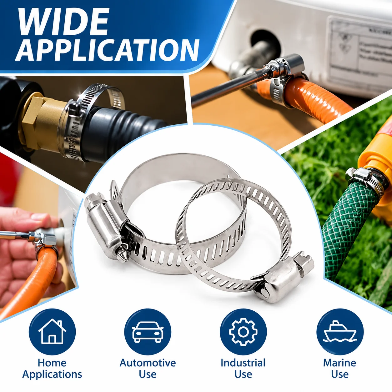 120Pcs Stainless Steel Hose Clamp Adjustable Multi Size Worm Gear Pipe Clamp for Automotive Plumbing Air Hose Universal